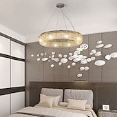 cheap Chandeliers-LED Pendant Lights, 6-Light Ring Hanging Lamps, 19,5&quot; Modern Crystal Metal Chandelier in Chrome 110V-240V Ceiling Hanging Light Pendant Light for Living Room Bedroom Restaurant Hotel