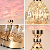 cheap Table&amp;Floor Lamp-Pink Feather Bedside Lamp Luxury Fairy Lights Feather Bedside Lamp Shade Feather Table Lamp Desk Lampshade for Living Room Bedroom Dining Room