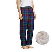 billiga Sov botten-Herr Pyjamasbyxor Plädbyxor Lounge Byxor 1 pcs Rutnät / Pläd Varm Mjukt Hem Säng Spa Flanell Varm Ficka Elastisk midja Vinter Rubinrött Blå