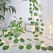 ieftine Acumulatoare-plante artificiale led snur de lumina 2m 20leds lumini de zâne creeper frunză verde Crăciun acasă nuntă în aer liber iedera viță de vie lampă decorare bricolaj suspendat grădină curte curte (fără