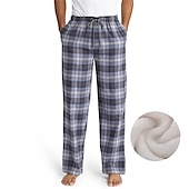 billiga Sov botten-Herr Vardagsklädsel Pyjamasbyxor Plädbyxor Lounge Byxor Rutnät / Pläd Varm Mjukt Hem Säng Spa Flanell Varm Ficka Elastisk midja Vinter Svart Blå