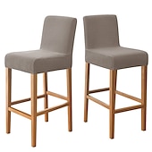 cheap Dining Chair Cover-2 Pcs Stretch Black Bar Stool Pub Burgundy Chair Slipcover White Stool Cover Counter Black for Dining Room Cafe Barstool Jacquard Fabric with Elastic Bottom