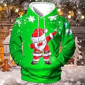 billiga Jultomtens outfit-jul jultomten för män 3d huvtröjor unisex tröja gul röd kungsblå blå grön huva jultomten grafiska tryck print dagliga sport 3d print designer ledig stor och lång vår &amp;amp;  falla