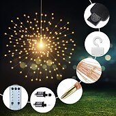 cheap Plug String Lights-8pcs Firework Lights Christmas Decorations Starburst Total 800LEDs Copper Wire Fairy Twinkle Lights Plug in String Lights Remote Control 8 Modes Waterproof Starburst Lights for Christmas Birthday Bedroom Corridor Patio Wedding