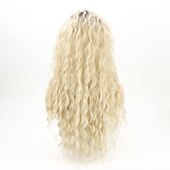 economico Parrucche trendy sintetiche-parrucca ondulata lunga riccia ombre parrucche biondo platino per le donne capelli sciolti ondulati parrucche sintetiche resistenti al calore glueless per l&#039;uso quotidiano delle feste