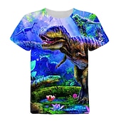 halpa Poikien 3D Eläimet-Lapset Poikien T-paita Tee Eläin Dinosaurus Lyhythihainen Crewneck Lasten toppi Kausaliteetti 3D-tulostus Tyylikäs Päivittäin Kesä Viini 3-12 vuotta
