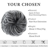 cheap Chignons-Messy Hair Buns Hair Piece Curly Hair Scrunchies for Women Girls Hairpieces Wavy Donut Hair Pieces Hair Bun Updo Hair Chignons