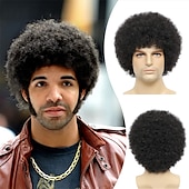 cheap Historical Wigs-Afro Wig Men70&#039;s Costumes for Men Heat Resistant Synthetic Disco Wig Halloween Wigs