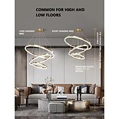 ieftine Design inel și rotund-led pandantiv inel design cerc 3 inele 40/60/80cm candelabre moderne acrilice reglabile 3000k stil modern contemporan bucatarie sufragerie casa bar lumina 110-240v alb cald