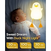 economico Lucine notturne per bambini e neonati-anatra ha condotto le luci notturne simpatica lampada in silicone ricaricabile usb sensore di temporizzazione lampada da comodino per camera da letto regalo per bambini