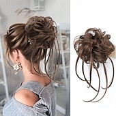 abordables Chignons-chignon ébouriffé chignon désordonné extensions de chignon avec élastique élastique queue de cheval chouchous pour femme (mélange brun blond clair)