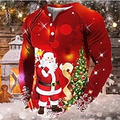 maglietta di natale camicia henley da uomo t shirt tee tee grafica babbo natale henley verde blu arancione rosso 3d stampa all'aperto natale manica lunga patchwork button-down abbigliamento economico Vestito da Babbo Natale-maglietta di natale camicia henley da uomo t shirt tee tee grafica babbo natale henley verde blu arancione rosso 3d stampa all'aperto natale manica lunga patchwork button-down abbigliamento