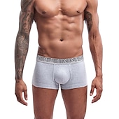 cheap Men&#039;s Boxers Underwear-Men&#039;s 1pack Underwear Basic Panties Boxers Underwear Briefs Print Cotton Antibacterial Leak Proof Letter Mid Waist Black White
