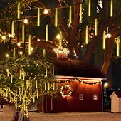 halpa Sähkökäyttöinen-2 kpl meteorisuihku sade led merkkijono 30cm 11,8 tuumaa 16 putkea 384 lediä putoava sadepisara jääpuikko joulukuusi hääkeiju valo katu loma koristelu