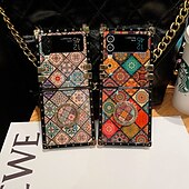 cheap Samsung Cases-Phone Case For Samsung Galaxy Z Flip 5 Z Flip 4 Z Flip 3 Handbag Purse Flip Flip with Adjustable  Neck Strap Kickstand Butterfly PC