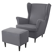 cheap Armchair Cover &amp; Armless Chair Cover-Stretch Wing Chair Cover Set with Ottoman Cover, Burgundy Spandex Stretch Wing Back Chair Cover Removable Machine Washable Armchair Chair Cover for Strandmon Chair