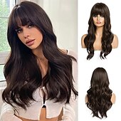 economico Parrucche trendy sintetiche-parrucche bionde ombre marroni 24 parrucche sintetiche lunghe con parrucche per capelli permanenti termiche naturali ad alta densità per le donne