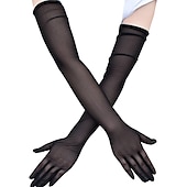 baratos Luvas-Luvas de Tule Comprimento de Cotovelo Elegantes  Simples com Cor Pura Luva de Casamento  Festa para impressionar