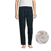 billiga Sov botten-Herr Pyjamasbyxor Plädbyxor Lounge Byxor 1 pcs Rutnät / Pläd Varm Mjukt Hem Säng Spa Flanell Varm Ficka Elastisk midja Vinter Rubinrött Blå