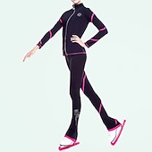 preiswerte Eiskunstlauf Trainingsoutfit-Eiskunstlauf-Jackett und -Hose Damen Mädchen Eislaufen Hosen / Regenhose Shirt Weiß Rosa Blau Glitzer Vlies Spandex Hochelastisch Ausbildung Wettbewerb Eiskunstlaufkleidung warm Kristalle Langarm
