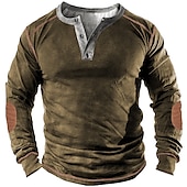 billiga Basic sweatshirts-Herr Tröja Grön Blå Purpur Gul Rubinrött Henley krage Grafisk Färgblock Sport &amp; Utomhus Ledigt Dagligen 3D-tryck Plusstorlekar Grundläggande Vintage Designer Vår &amp; sommar Kläder Pull Tröjor Långärmad