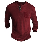 preiswerte Lässiges Henley-T-Shirt-Herren Henley Shirt Tee langarmshirt Glatt Henley Casual Festtage Langarm Button-Down Bekleidung Baumwollmischung Modisch Designer Komfortabel Essential