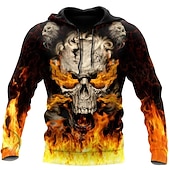 baratos Moletons e Sweatshirts de Halloween-Homens Caveiras Estampas Abstratas Moletom Moletons Roupa de rua Designer Manga Longa Com Capuz Diário Esportes Preto Laranja Imprimir Primavera &amp; Outono Designer