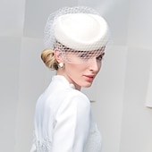 economico Cappelli per feste-moda cappelli eleganti in lana 100% con copricapo da sposa / festa / sera in puro colore / tulle 1pc