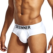 preiswerte Herrenunterwäsche &amp; -socken-Herren 1 Packung Grundlegendes Höschen Slip Bedruckt Baumwolle Antibakteriell Auslaufsicher Buchstabe Mittlere Taillenlinie Schwarz Weiß