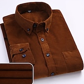 economico Camicie da uomo-Per uomo Camicie Matrimonio Per uscire Nero Rosso Marrone chiaro Blu Manica lunga Collo ripiegabile Primavera &amp; Autunno Abbigliamento