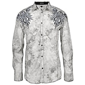 Men's Graphic Prints Shirt Western Shirt Cowboy Shirt Long Sleeve Fashion Designer Casual Outdoor Daily Fall & Winter Turndown Print Button-Down White3