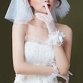 abordables Gants de Mariage-Tulle Longueur Poignet Gant Style vintage / Elégant Avec Noeud(s) Gants de Mariage / Fête