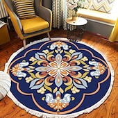 preiswerte Wohn- und Schlafzimmerteppiche-Runder Teppich mit Mandala-Quaste im Ethno-Stil, Wohnzimmer, Schlafzimmer, Couchtisch, Bodenmatte