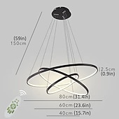 cheap Circle Design-3-Light 80/60/40/20 cm LED Pendant Light Metal Acrylic Ring Circle Design Dimmable Painted Finishes Modern 90W/113W 3-Rings 4-Rings ONLY DIMMABLE WITH REMOTE CONTROL