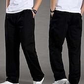 economico Pantaloni cargo-Per uomo Pantaloni cargo Pantaloni Pantaloni casual Tasche Gamba dritta Tinta unica Comfort Caldo Giornaliero Per eventi Per uscire Sportivo Di tendenza Nero Giallo Media elasticità
