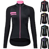 baratos Camisolas femininas-Mulheres Camisa para Ciclismo Côr Sólida Manga Longa Moto Camisa / Roupas Para Esporte Blusas com 3 bolsos traseiros Ciclismo de Montanha Ciclismo de Estrada Secagem Rápida Tiras Refletoras Bolso