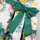 levne Párty šaty-Děti Dívčí Šaty Šaty na párty Květiny Krátký rukáv Výkon Křtinové šaty Kravatový uzel Princeznovské Polyester Midi Šaty na párty Léto Jaro 3-10 let Bordó Více barev Barva modrá