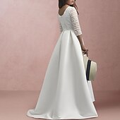 cheap Flower Girl Dresses-A-Line Floor Length Flower Girl Dress First Communion Cute Prom Dress Satin with Pearls Elegant Fit 3-16 Years