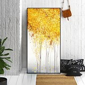 お買い得  花/植物画-ゴールド ボタニカル 油絵 キャンバス ウォール アート 装飾 モダン 抽象 ゴールデン フォーチュン ツリー ホームデコレーション ロール フレームレス 未延伸 ペインティング