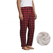 billiga Sov botten-Herr Pyjamasbyxor Plädbyxor Lounge Byxor 1 pcs Rutnät / Pläd Varm Mjukt Hem Säng Spa Flanell Varm Ficka Elastisk midja Vinter Rubinrött Blå