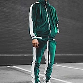 abordables Survêtements de base-Homme Ensemble Survetement Survêtement Ensemble de jogging Survêtement Velours Rouge vin Noir Bleu Vert Gris foncé Col Mao Bloc de couleur 2 Pièces Sport &amp; Loisir Des sports Vêtement de rue Vêtement