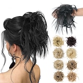 abordables Chignons-chignon ébouriffé chignon désordonné extensions de chignon avec élastique élastique queue de cheval chouchous pour femme (mélange brun blond clair)