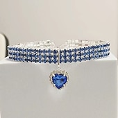 cheap Cat Collars, Harnesses &amp; Leashes-2 Pcs Pearls Diamond Pet Cat Dog Necklace Collar Jewelry with Bling Rhinestones for Pets Cats Small Dogs Female Puppy Chihuahua Yorkies Girl Costume Outfits Adjustable