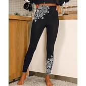 cheap Yoga Leggings &amp; Tights-Women's Yoga Leggings Butt Lift Tummy Control High Waist Pilates Gym Workout Running Tights Leggings Floral 1# 2# 8# Spandex Fall Sports Activewear Stretchy Skinny