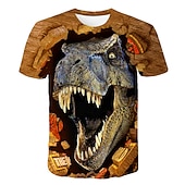 halpa Poikien 3D Eläimet-Lapset Poikien T-paita Tee Eläin Dinosaurus Lyhythihainen Crewneck Lasten toppi Kausaliteetti Tyylikäs Päivittäin Kesä Moniväri 3-12 vuotta