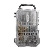 お買い得  ドリルビットセット-31pc プラスチックボックス木工家庭用 diy 掘削シリーズセット揚げ生地ツイストドリルフラットドリル建設ドリルビットセット