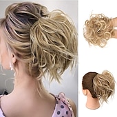 abordables Chignons-chignon ébouriffé chignon désordonné extensions de chignon avec élastique élastique queue de cheval chouchous pour femme (mélange brun blond clair)