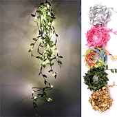 ieftine Acumulatoare-plante artificiale led snur de lumina 2m 20leds lumini de zâne creeper frunză verde Crăciun acasă nuntă în aer liber iedera viță de vie lampă decorare bricolaj suspendat grădină curte curte (fără