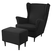 cheap Armchair Cover &amp; Armless Chair Cover-Stretch Wing Chair Cover Set with Ottoman Cover, Burgundy Spandex Stretch Wing Back Chair Cover Removable Machine Washable Armchair Chair Cover for Strandmon Chair