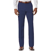 Men's Linen Pants Trousers Dress Pants Summer Pants Pleated Pants Pocket Straight Leg Plain Comfort Soft Formal Business Casual Fashion Classic White Navy Blue Micro-elastic 16